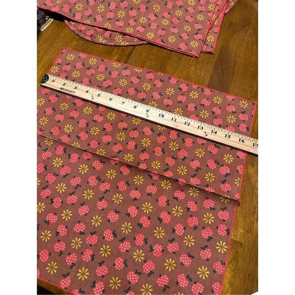 Vintage Set of 4 Oval Cotton Apple Pattern Placemats & Napkins Boho Table Decor - Picture 8 of 9